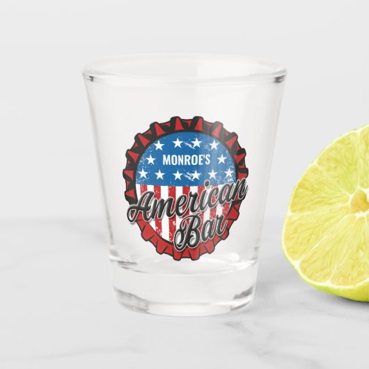 Personalisiert NAME Patriotic USA Flag American Ba Schnapsglas (Vorderseite)
