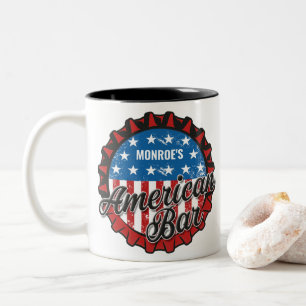 Personalisiert NAME Patriotic USA Flag American Ba Zweifarbige Tasse
