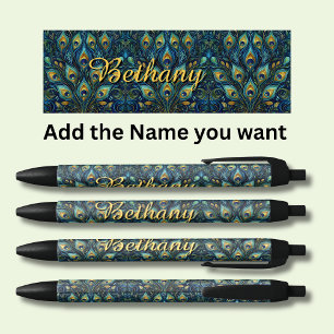 Personalisiert Name Peacock Feathers Kugelschreiber