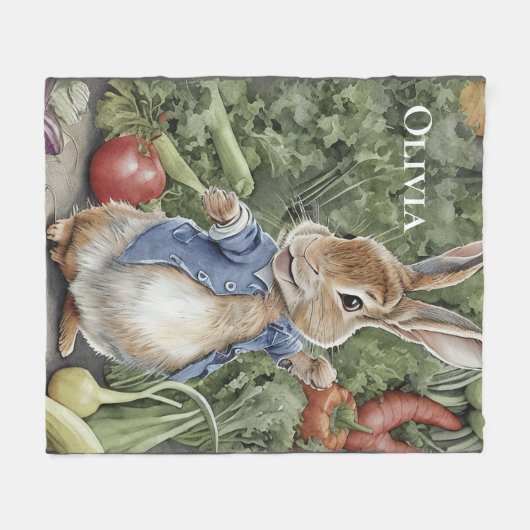 Personalisiert Name Peter Rabbit Fleecedecke (Vorderseite (Horizontal))