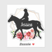 Personalisiert Name Pferd Silhouette Reitschia Sti Aufkleber (Blatt)