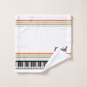Personalisiert NAME Pianist Klaviertasten Badhandtuch Set (Waschlappen)