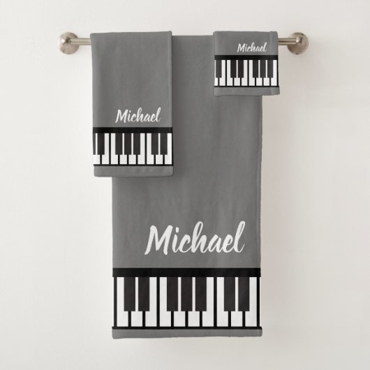 Personalisiert NAME Pianist Klaviertasten Badhandtuch Set (Insitu)