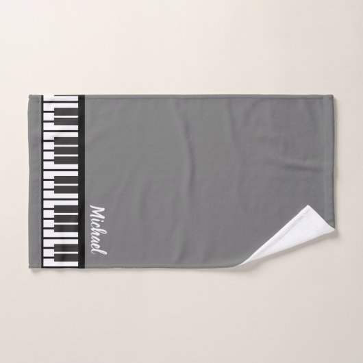 Personalisiert NAME Pianist Klaviertasten Badhandtuch Set (Handtuch)