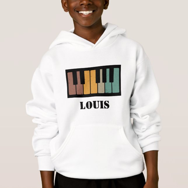 Personalisiert Name Pianist Piano Keys Hoodie (Vorderseite)