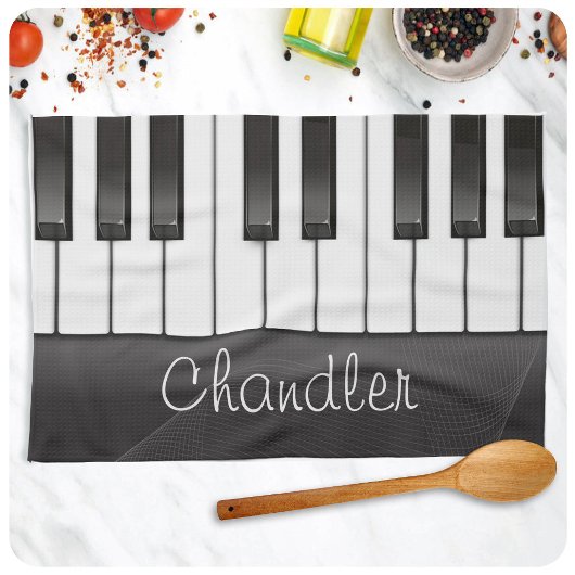 Personalisiert NAME Pianist Piano Keys Music Teach Geschirrtuch