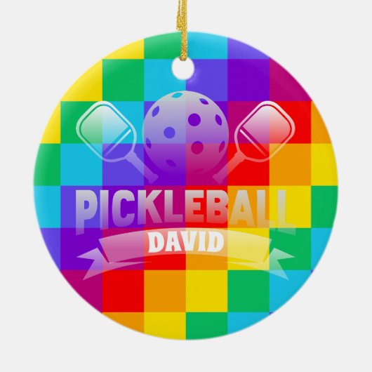 Personalisiert Name Pickle Ball Prix Keramik Ornament (Hinten)