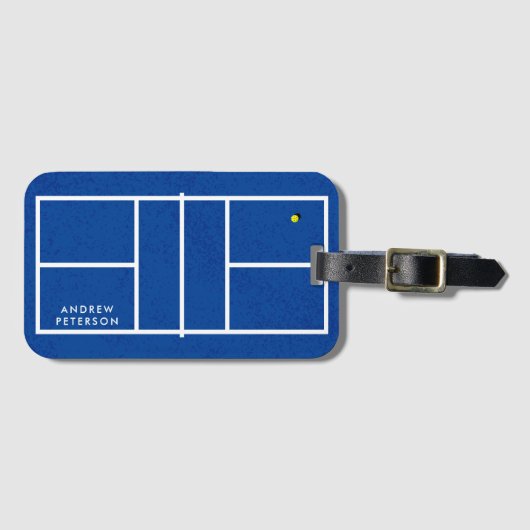 Personalisiert Name Pickleball Court Blue Gepäckanhänger (Vorderseite (Horizontal))