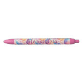 Personalisiert Name Pink Aqua Blue Paisley Feather Kugelschreiber (Vorderseite)