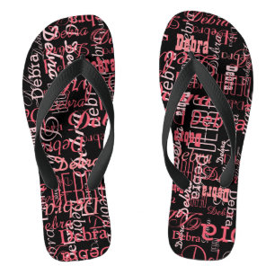 Personalisiert Name Pink Black FlipFlop für sie Badesandalen