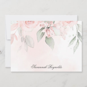 Personalisiert Name PINK FLORAL ROSE Hinweis Mitteilungskarte