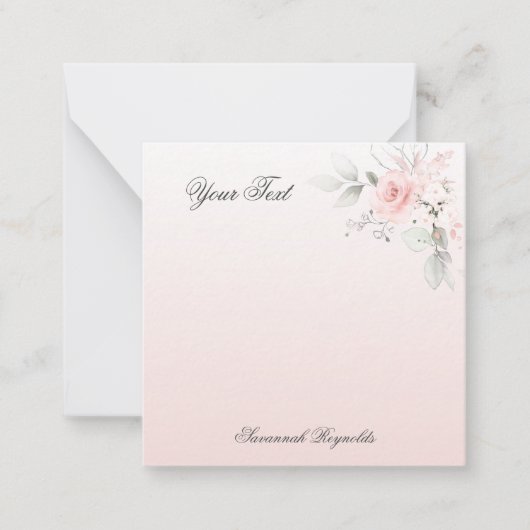 Personalisiert Name PINK FLORAL ROSE Notepad Mitteilungskarte (Vorderseite)