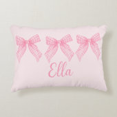 Personalisiert Name Pink Gingham Coquette Bow Pill Dekokissen (Vorderseite)