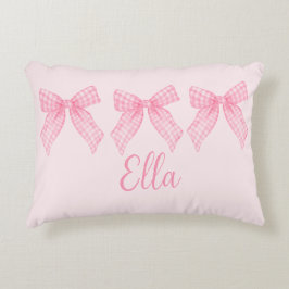 Personalisiert Name Pink Gingham Coquette Bow Pill Dekokissen