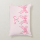 Personalisiert Name Pink Gingham Coquette Bow Pill Dekokissen (Vorderseite(Vertikal))