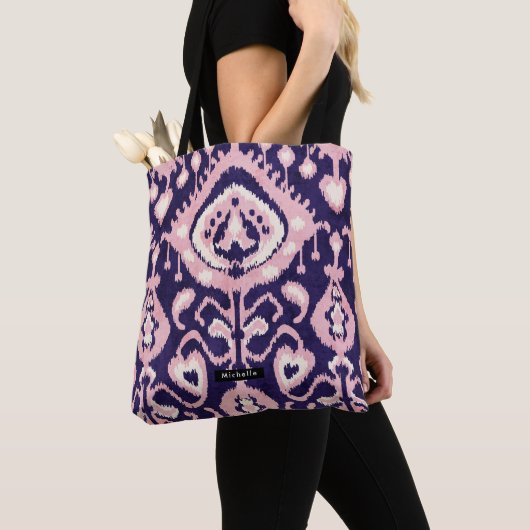 Personalisiert Name pink Ikat Pattern Bridesmaid Tasche (Von Nahem)