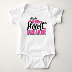 Personalisiert NAME Pink Kleiner Herzschlag Baby Strampler