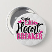 Personalisiert NAME Pink Kleiner Herzschlag Button (Vorne & Hinten)