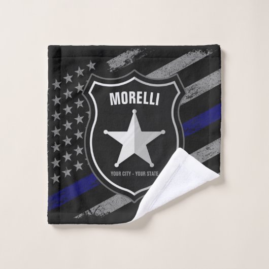 Personalisiert NAME Police Officer Sheriff Polizis Badhandtuch Set (Waschlappen)