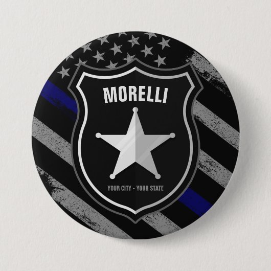 Personalisiert NAME Police Officer Sheriff Polizis Button (Vorderseite)