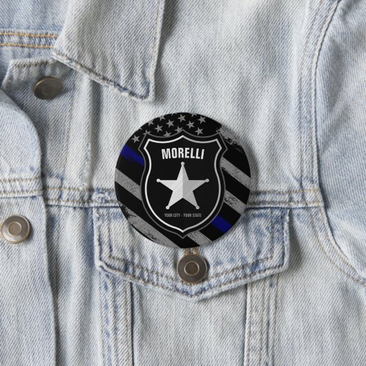Personalisiert NAME Police Officer Sheriff Polizis Button (Beispiel)