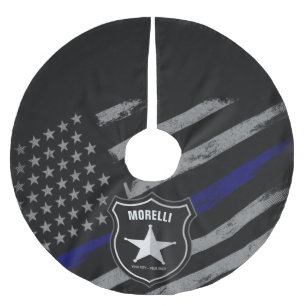 Personalisiert NAME Police Officer Sheriff Polizis Polyester Weihnachtsbaumdecke
