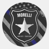 Personalisiert NAME Police Officer Sheriff Polizis Runder Aufkleber (Vorderseite)