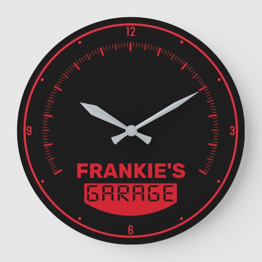 Personalisiert NAME Racing Auto Speedometer Garage Große Wanduhr (Vorderseite)