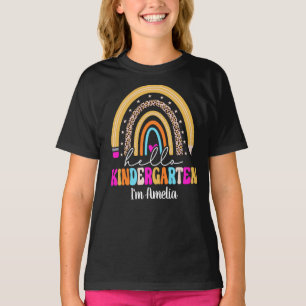 Personalisiert Name Rainbow Hallo Kindergarten T-Shirt