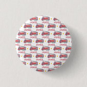 Personalisiert Name Red Fire LKW Party Button (Vorderseite)
