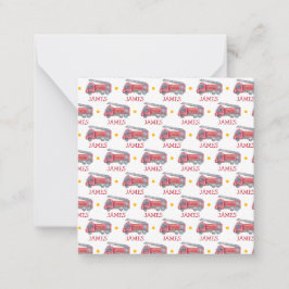 Personalisiert Name Red Fire LKW Party Mitteilungskarte