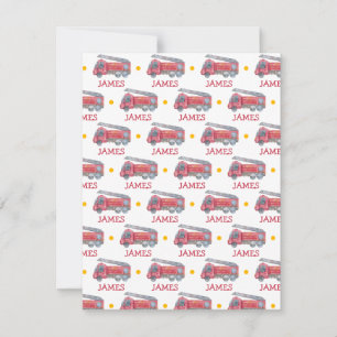 Personalisiert Name Red Fire LKW Party RSVP Karte