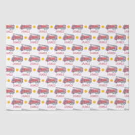Personalisiert Name Red Fire LKW Party Seidenpapier