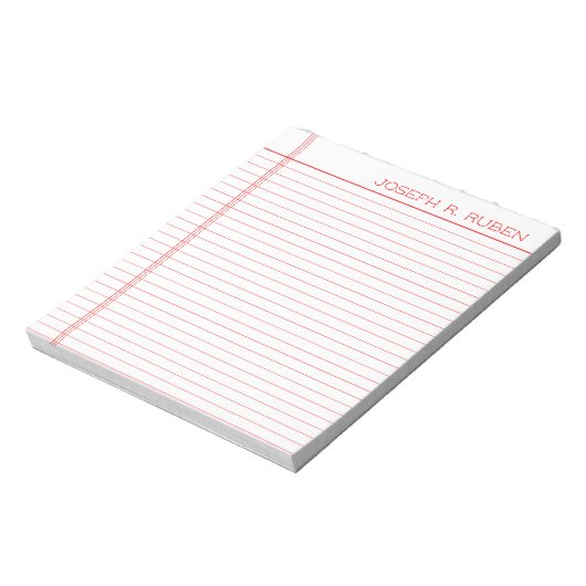 Personalisiert Name Red Notebook Paper Notizblock (Rotiert)