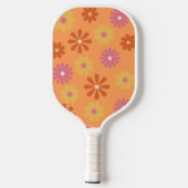 Personalisiert Name Retro Blume Power Pickleball Schläger (Rückseite)