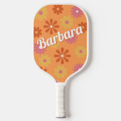 Personalisiert Name Retro Blume Power Pickleball Schläger (Vorderseite)