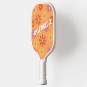 Personalisiert Name Retro Blume Power Pickleball Schläger (Links)