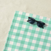 Personalisiert Name Retro Mint Green Gingham Karie Strandtuch (Beispiel)
