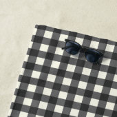 Personalisiert Name Retro Modernes Black Gingham K Strandtuch (Beispiel)