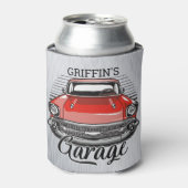 Personalisiert NAME Retro Red Classic Autogarage Dosenkühler (Kanne Vorderseite)