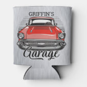 Personalisiert NAME Retro Red Classic Autogarage Dosenkühler (Vorderseite)