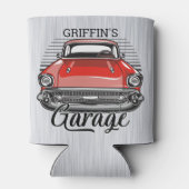 Personalisiert NAME Retro Red Classic Autogarage Dosenkühler (Rückseite)