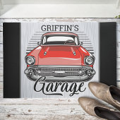 Personalisiert NAME Retro Red Classic Autogarage Fußmatte