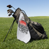Personalisiert NAME Retro Red Classic Autogarage Golfhandtuch (Gras)