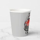 Personalisiert NAME Retro Red Classic Autogarage Pappbecher (Rechts)