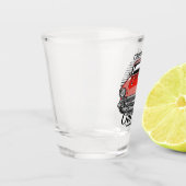 Personalisiert NAME Retro Red Classic Autogarage Schnapsglas (Links)
