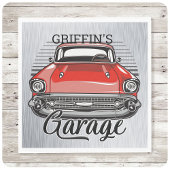 Personalisiert NAME Retro Red Classic Autogarage Serviette