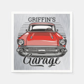 Personalisiert NAME Retro Red Classic Autogarage Serviette (Vorderseite)