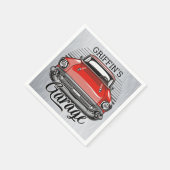 Personalisiert NAME Retro Red Classic Autogarage Serviette (Ecke)