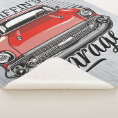 Personalisiert NAME Retro Red Classic Autogarage Sherpadecke (3/4)